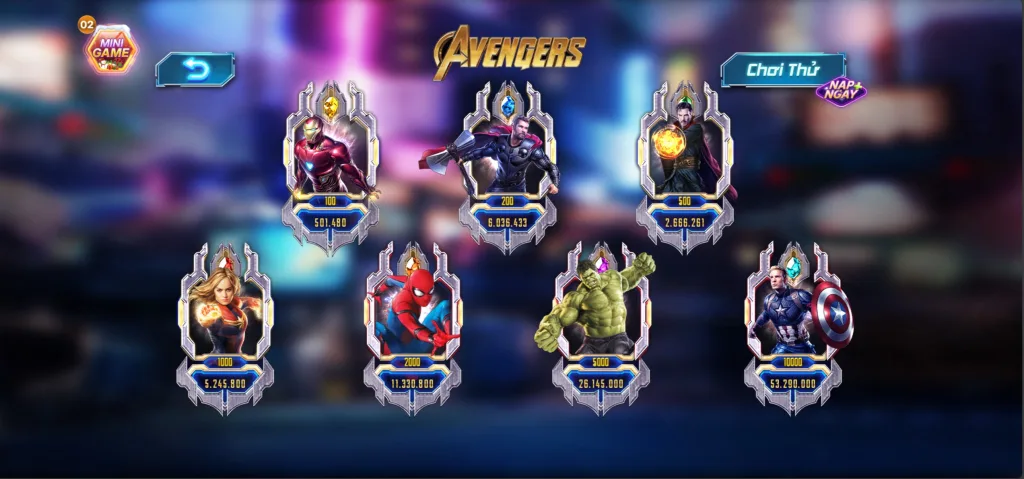 Giao diện Slot Avenger Betvip