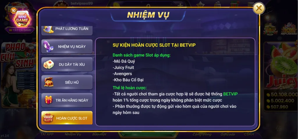 Hoàn Cược Slot Betvip