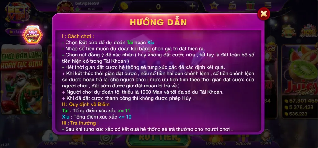 Hướng dẫn Tài Xỉu Betvip