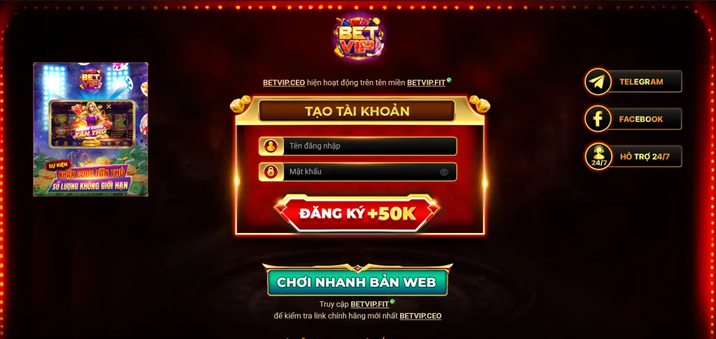 Đăng Ký Betvip trên Landing