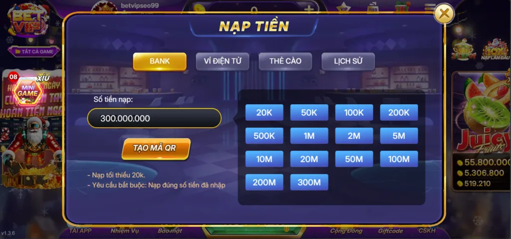 Nạp Tiền Betvip Qua Bank